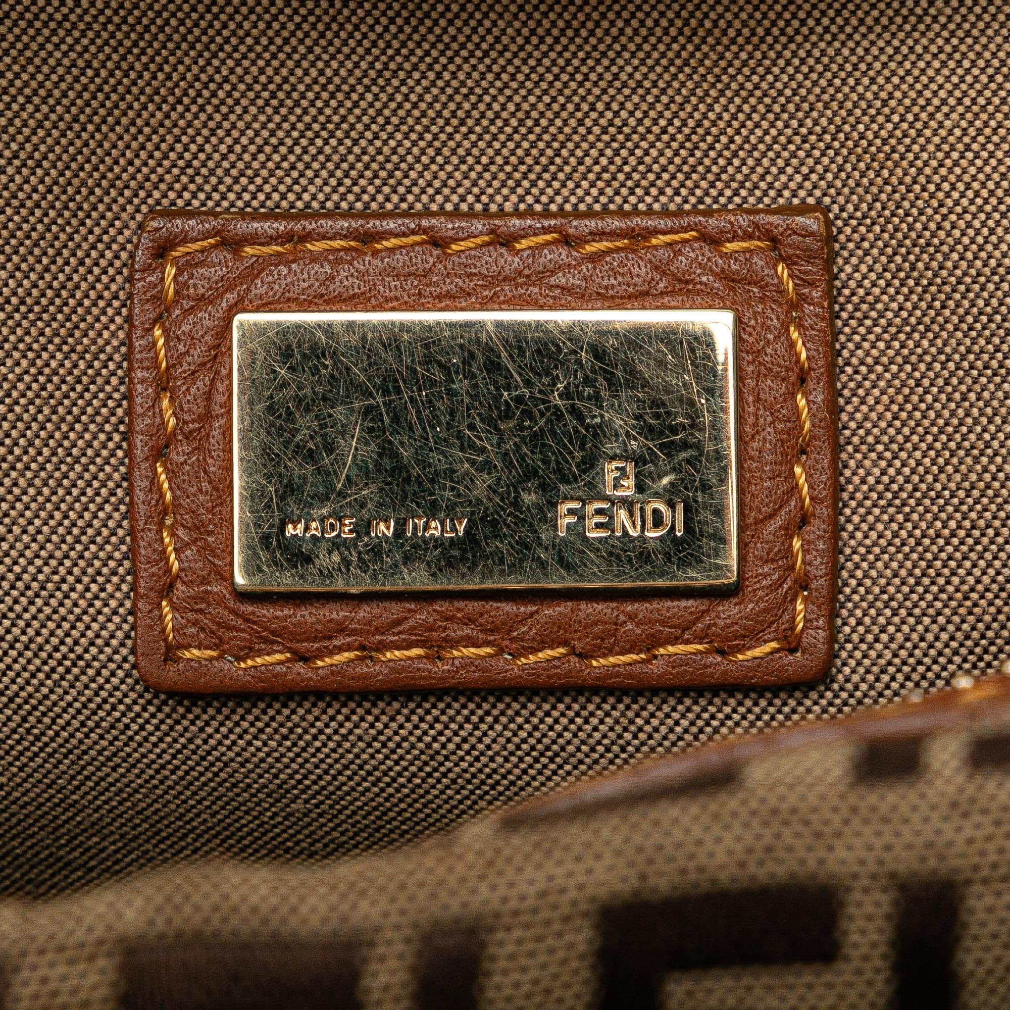 Fendi Zucchino Canvas F Charm Crossbody (SHG-7YMEk2)