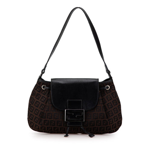 Fendi Zucchino Canvas Flap Shoulder Bag (SHG-lKn300)