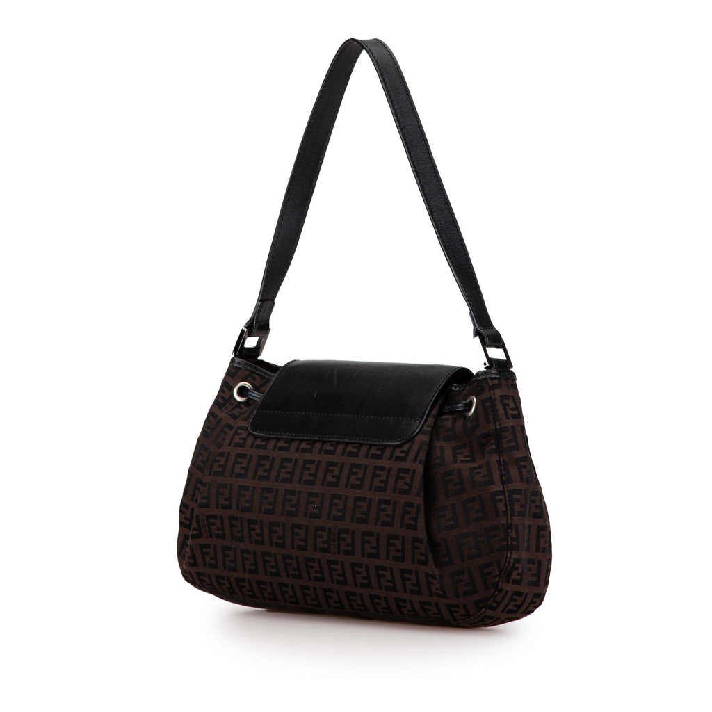 Fendi Zucchino Canvas Flap Shoulder Bag (SHG-lKn300)