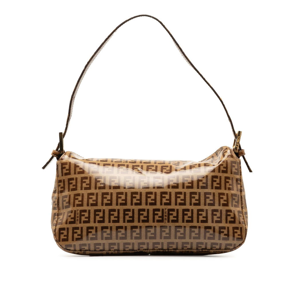 Fendi Zucchino Crystal Double Flap Shoulder Bag (SHG-wzAbEZ)