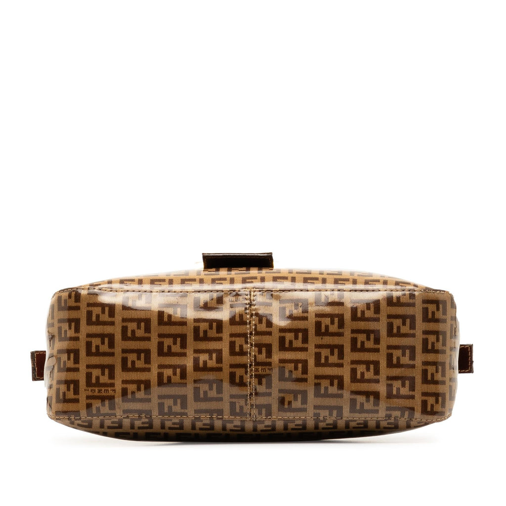 Fendi Zucchino Crystal Double Flap Shoulder Bag (SHG-wzAbEZ)