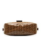 Fendi Zucchino Crystal Double Flap Shoulder Bag (SHG-wzAbEZ)