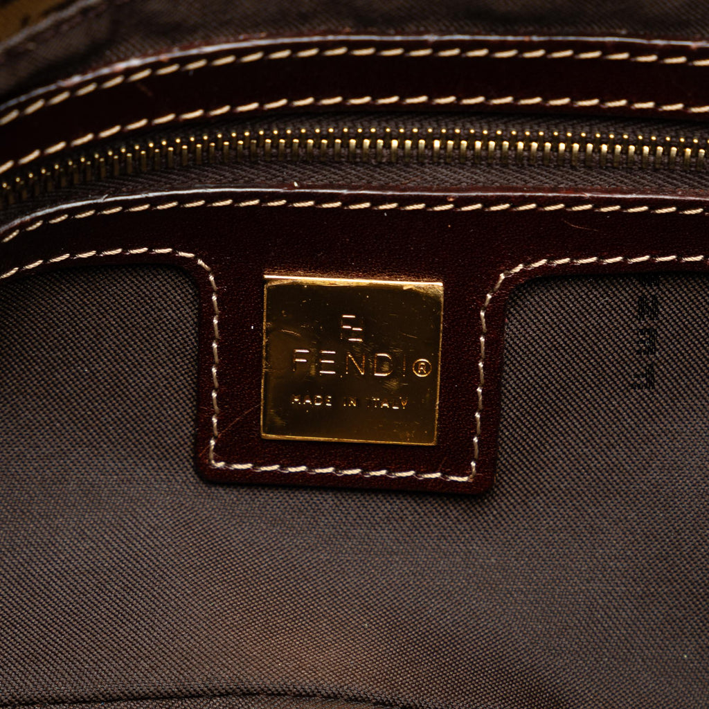 Fendi Zucchino Crystal Double Flap Shoulder Bag (SHG-wzAbEZ)