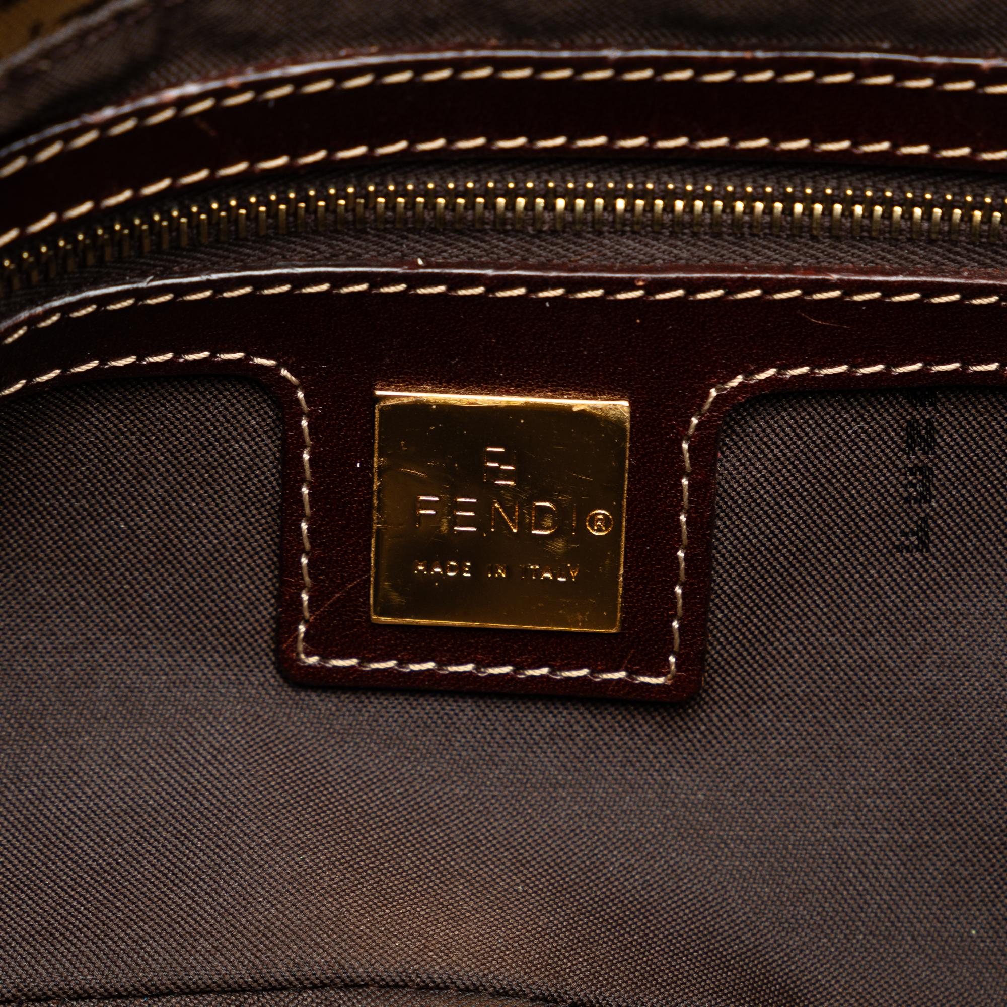 Fendi Zucchino Crystal Double Flap Shoulder Bag (SHG-wzAbEZ)