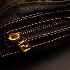 Fendi Zucchino Crystal Double Flap Shoulder Bag (SHG-wzAbEZ)