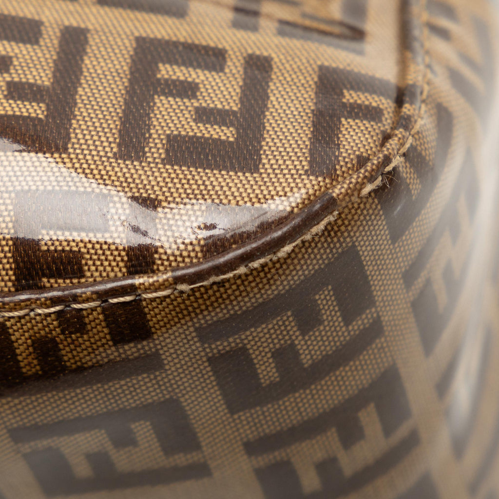 Fendi Zucchino Crystal Double Flap Shoulder Bag (SHG-wzAbEZ)