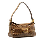 Fendi Zucchino Crystal Double Flap Shoulder Bag (SHG-wzAbEZ)