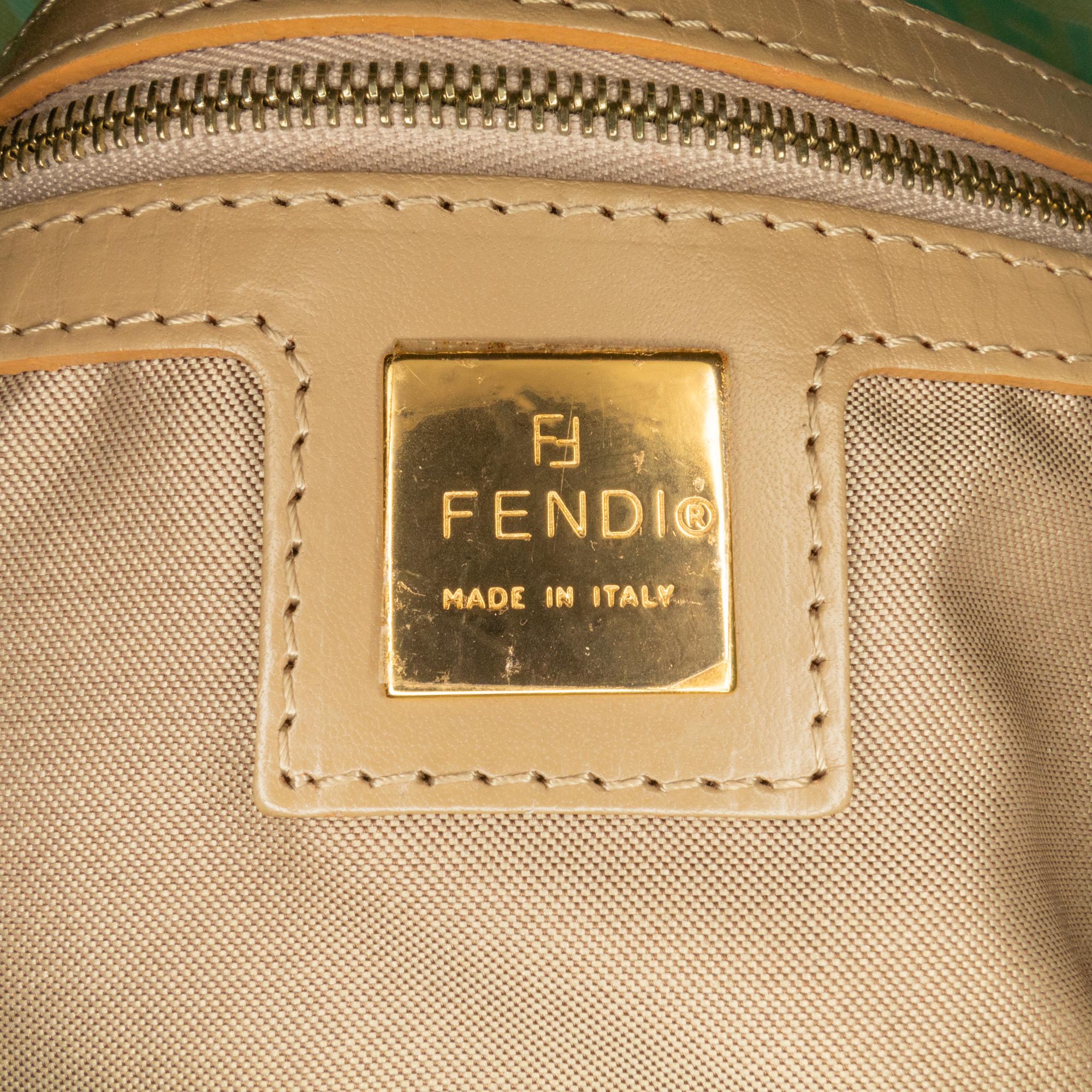 Fendi Zucchino Crystal Double Flap Shoulder Bag (SHG-OsinNf)