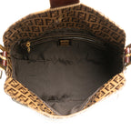Fendi Zucchino Crystal Double Flap Shoulder Bag (SHG-gkfgVN)