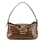 Fendi Zucchino Crystal Double Flap Shoulder Bag (SHG-gkfgVN)