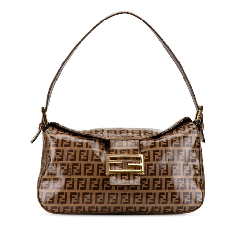 Fendi Zucchino Crystal Double Flap Shoulder Bag (SHG-gkfgVN)
