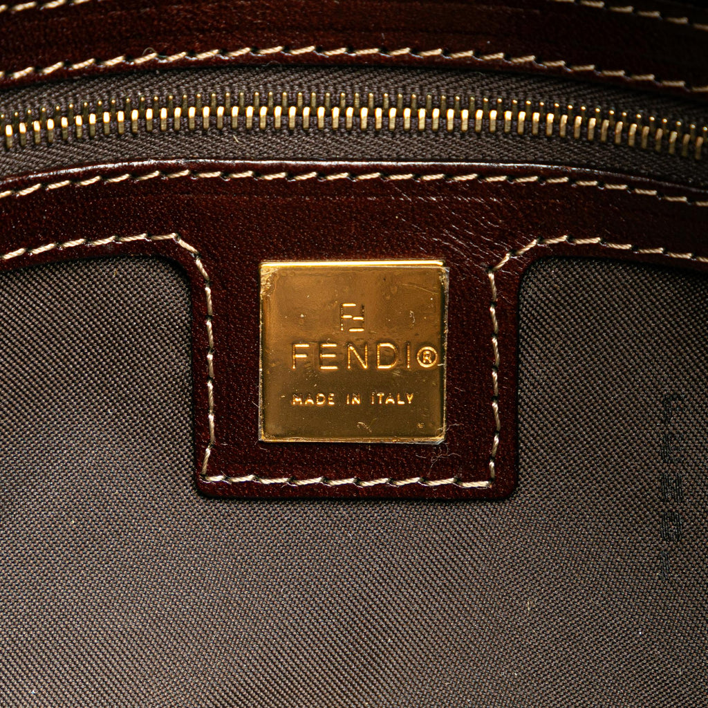 Fendi Zucchino Crystal Double Flap Shoulder Bag (SHG-gkfgVN)