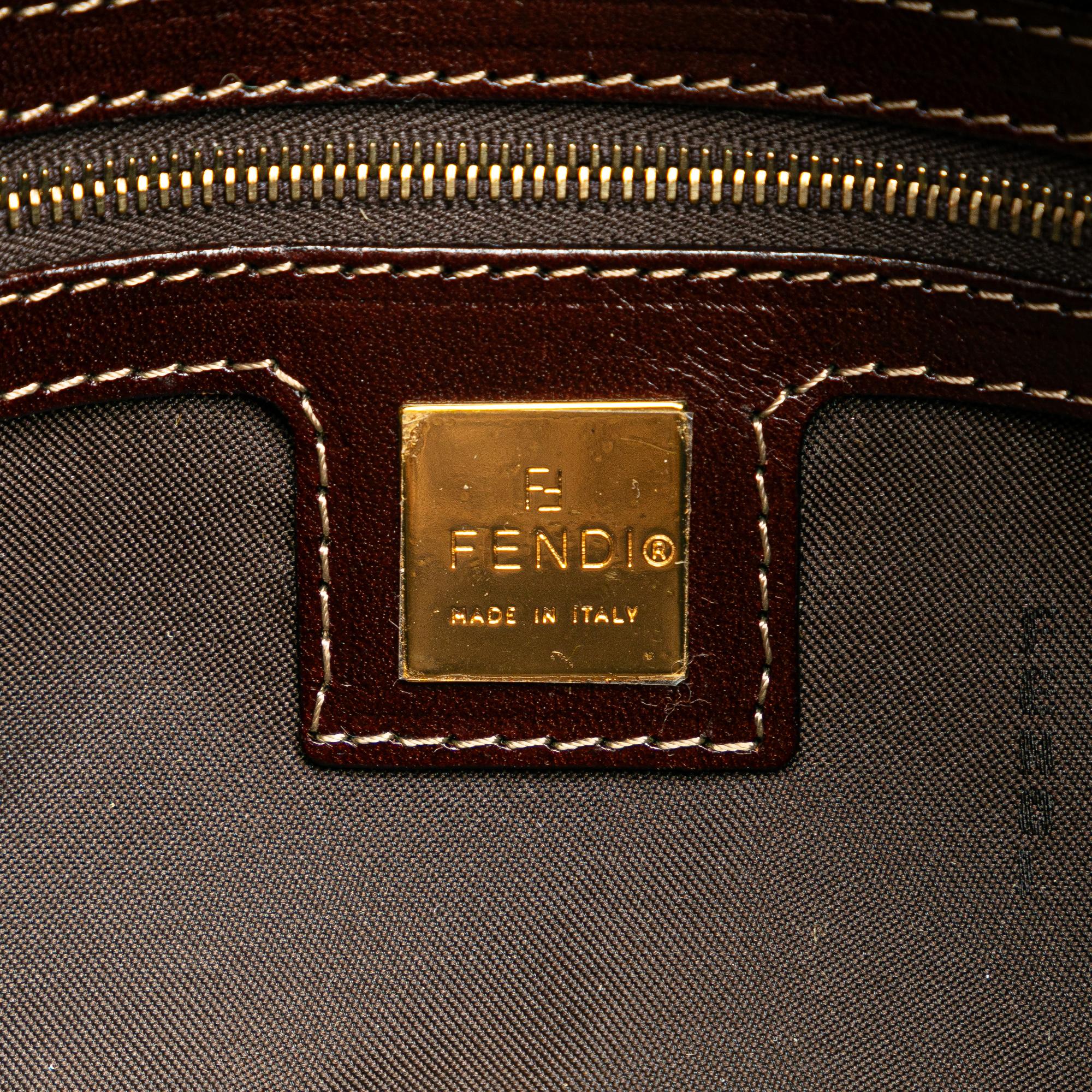 Fendi Zucchino Crystal Double Flap Shoulder Bag (SHG-gkfgVN)
