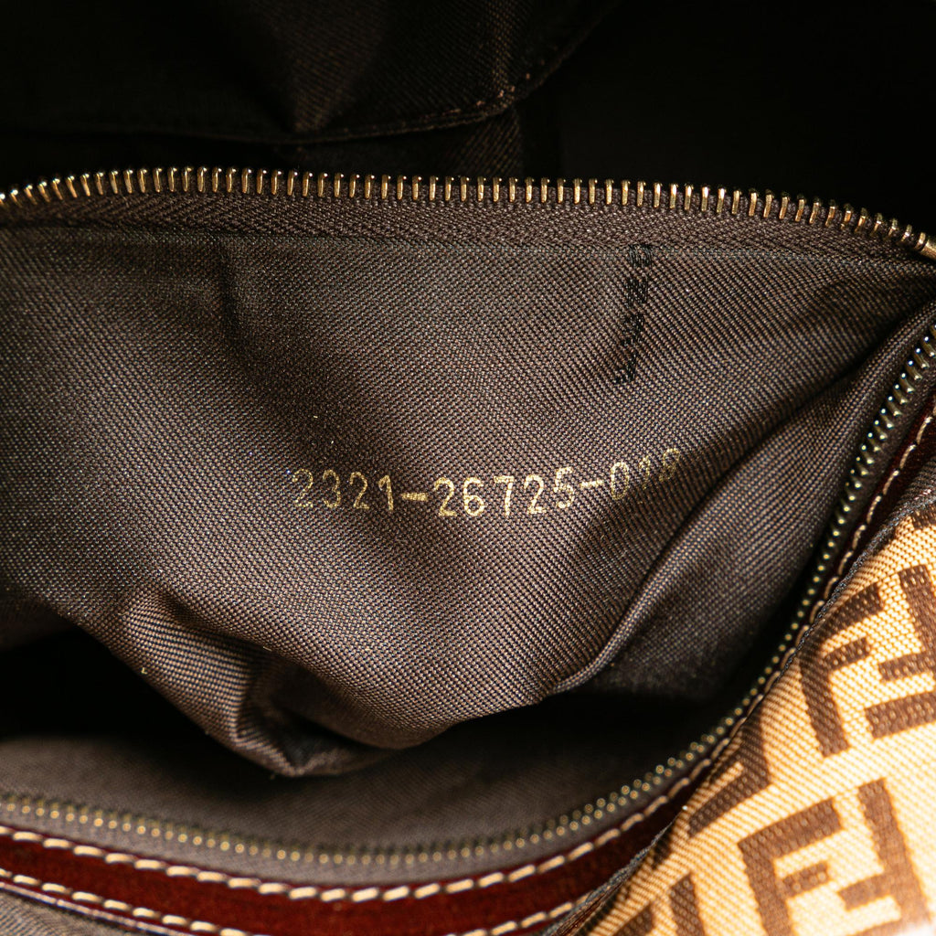 Fendi Zucchino Crystal Double Flap Shoulder Bag (SHG-gkfgVN)