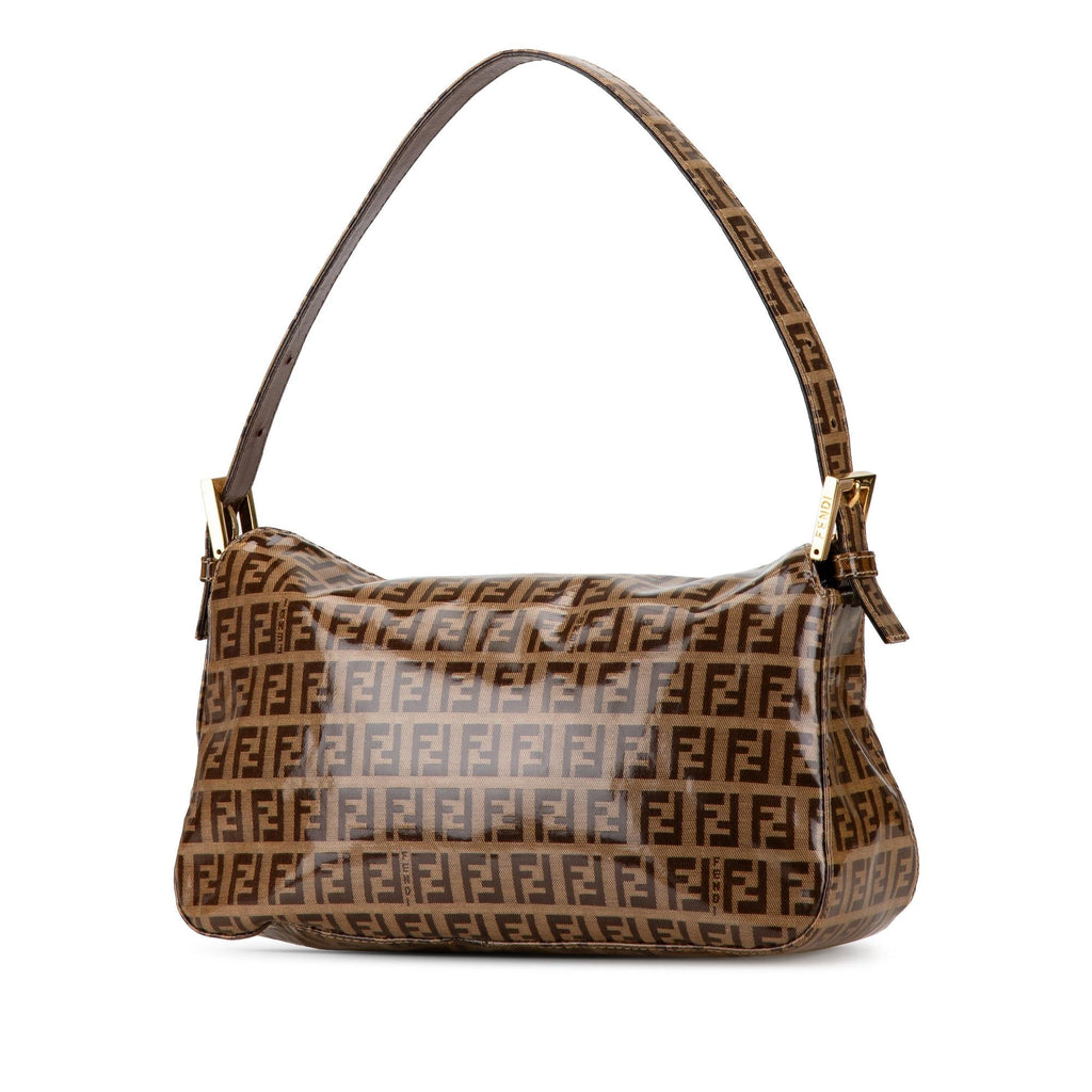 Fendi Zucchino Crystal Double Flap Shoulder Bag (SHG-gkfgVN)