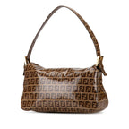 Fendi Zucchino Crystal Double Flap Shoulder Bag (SHG-gkfgVN)