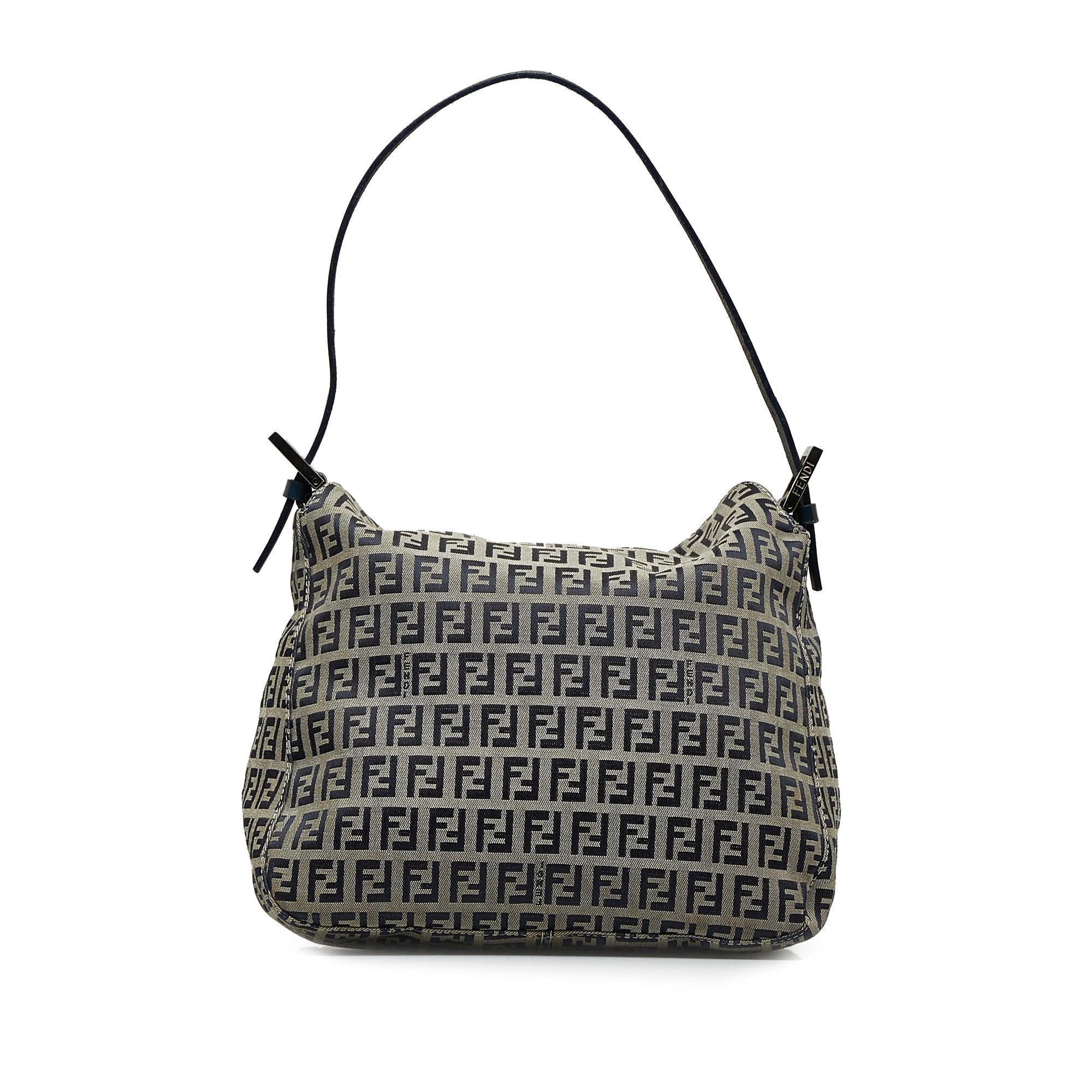 Fendi Zucchino Double Flap Shoulder Bag (SHG-VzVhou)