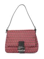 Fendi Zucchino Logo Mama Forever Flap Bag Red Black Silver
