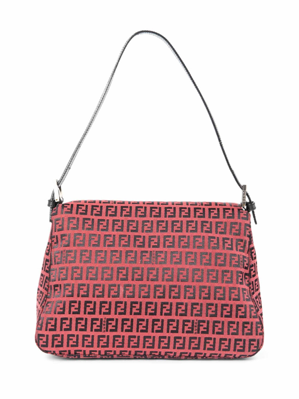 Fendi Zucchino Logo Mama Forever Flap Bag Red Black Silver