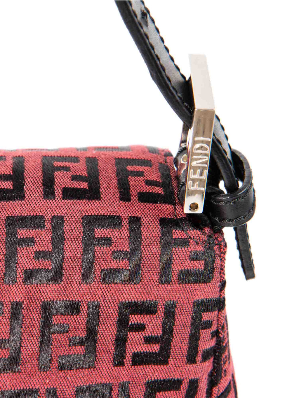 Fendi Zucchino Logo Mama Forever Flap Bag Red Black Silver