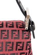 Fendi Zucchino Logo Mama Forever Flap Bag Red Black Silver