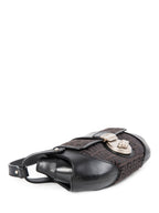 Fendi Zucchino Logo Push Lock Compilation Shoulder Bag Black Silver