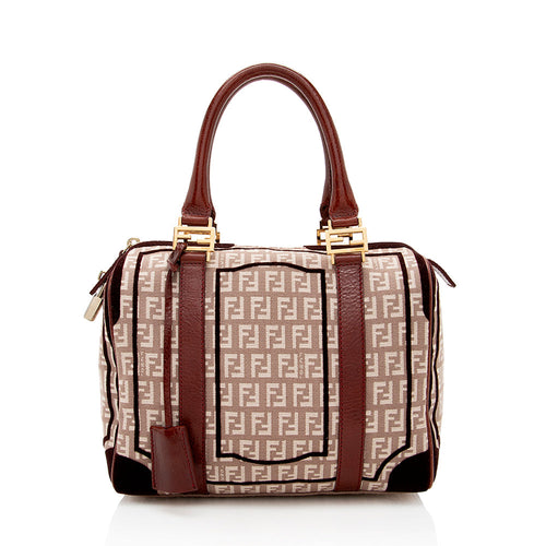 Fendi Zucchino Velvet Small Boston Satchel (SHF-18601)