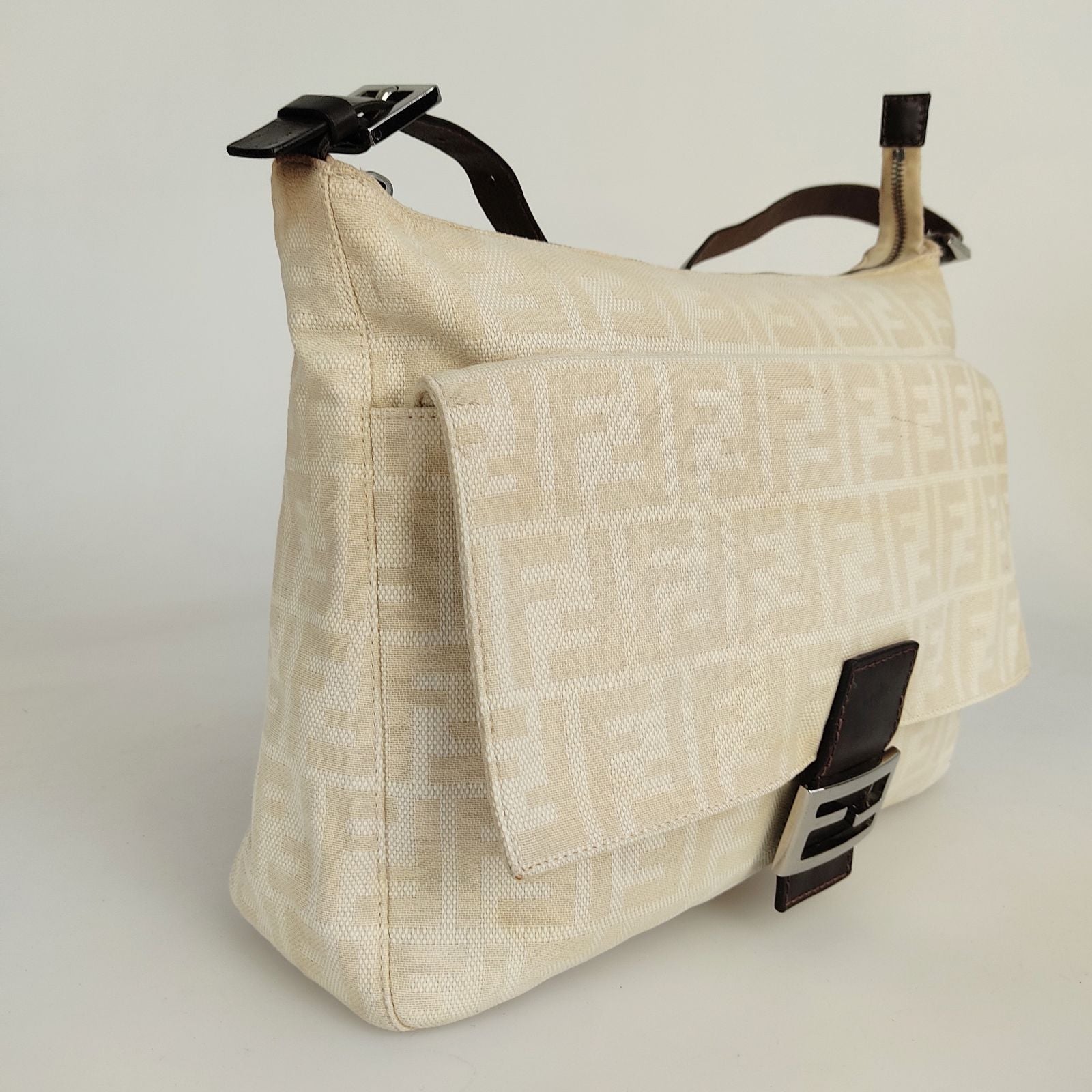 FENDI Mamma shoulder bag in beige monogram canvas