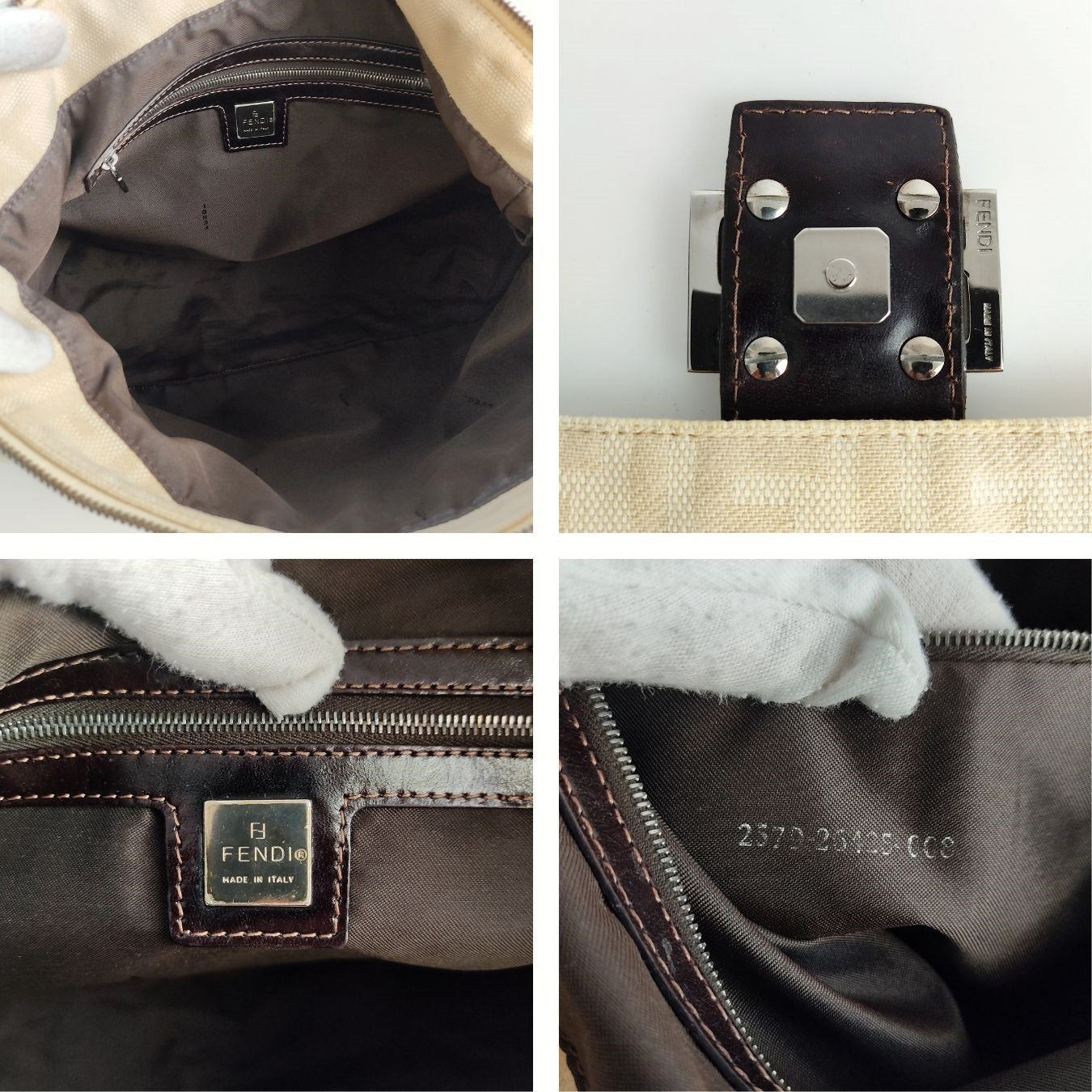 Fendi Fendi Mamma shoulder bag in beige monogram canvas - '10s