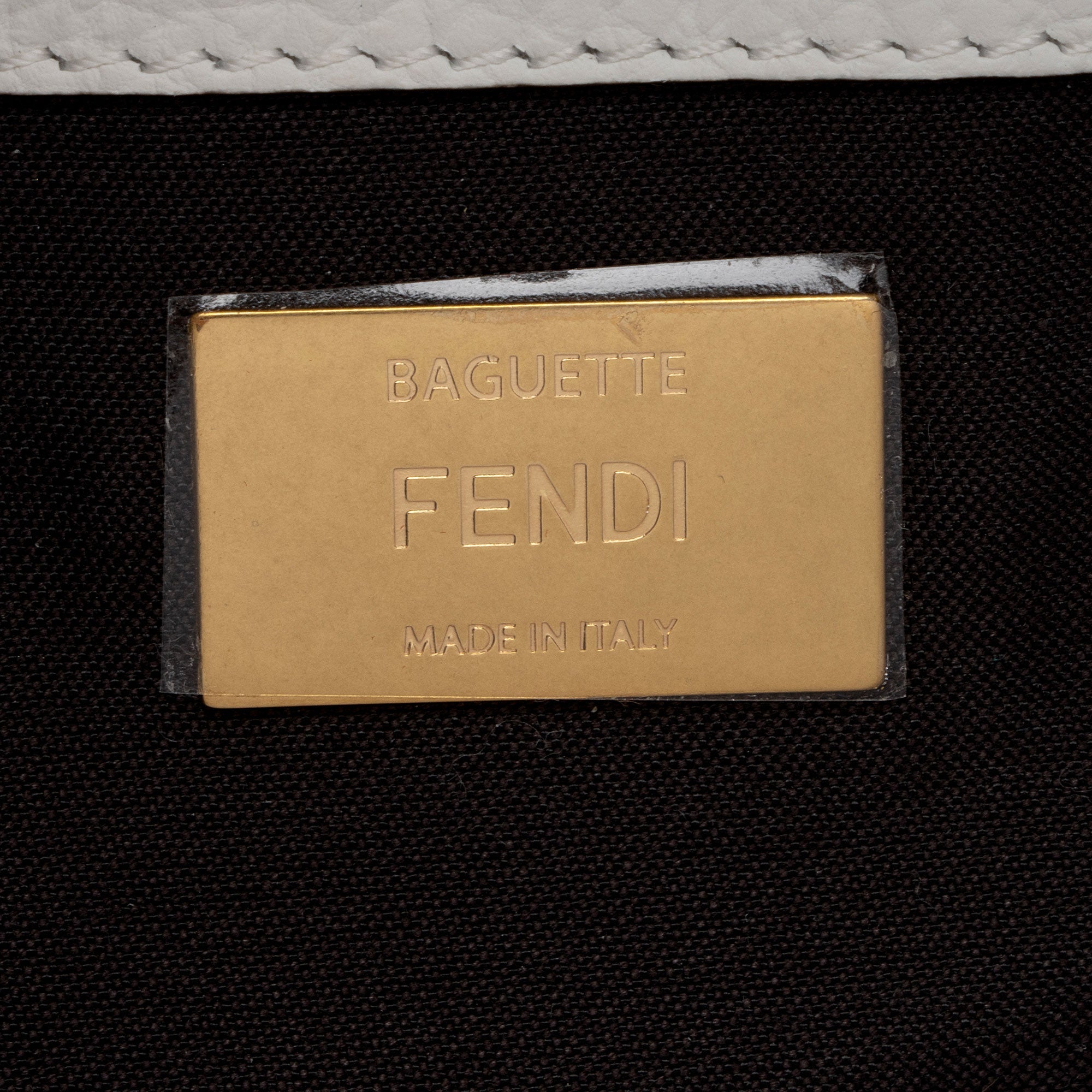 Fendi x Fila Calfskin Mania Beaded Fringe Baguette Shoulder Bag (SHF-OjJL4V)