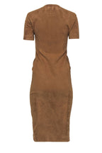 Fendi x Skims - Tan Velour Short Sleeve Bodycon Midi Dress Sz 6