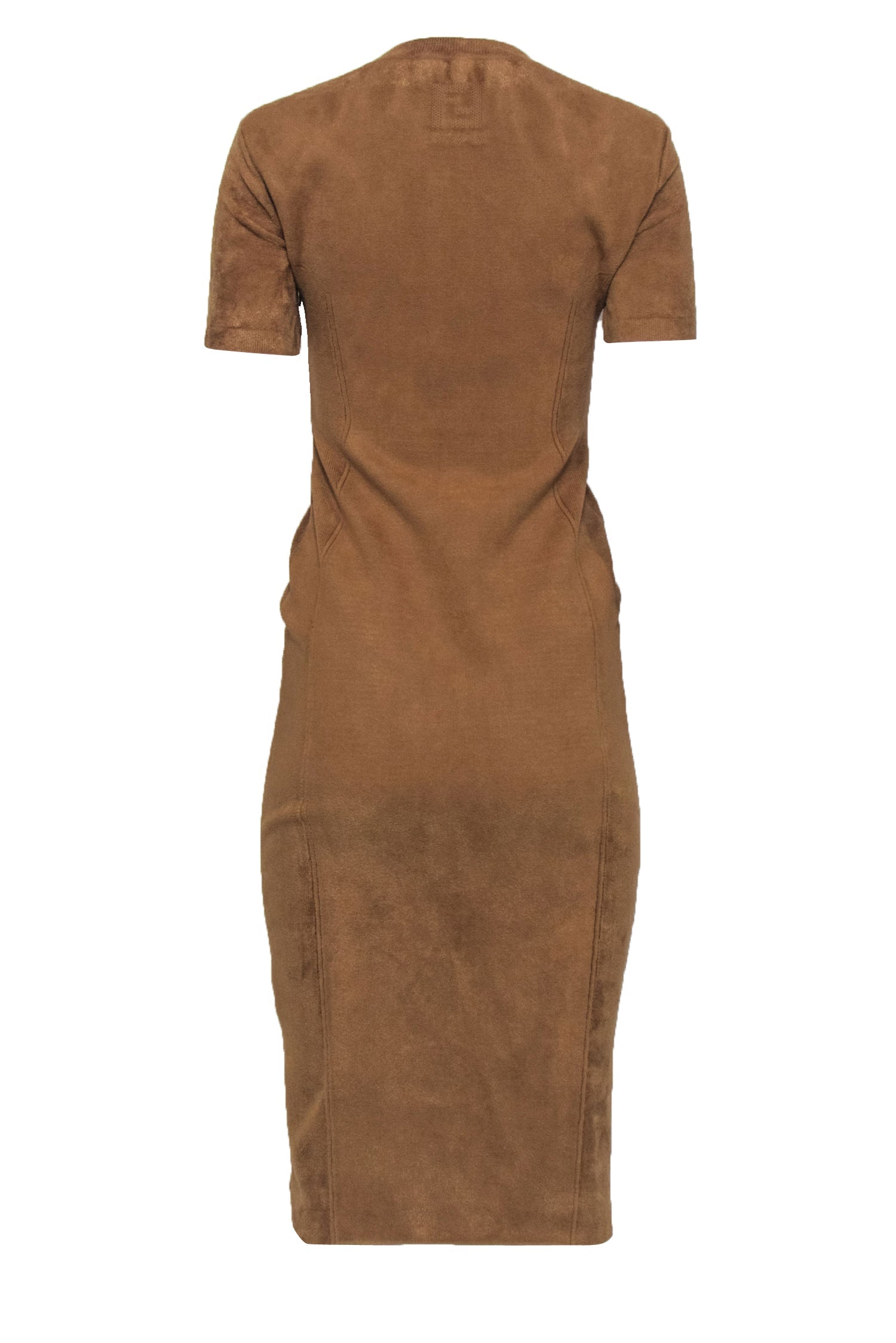 Fendi x Skims - Tan Velour Short Sleeve Bodycon Midi Dress Sz 6