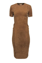 Fendi x Skims - Tan Velour Short Sleeve Bodycon Midi Dress Sz 6