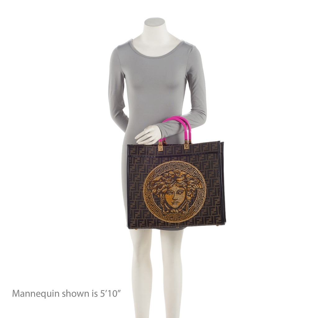 Fendi x Versace Zucca Medusa Crystal Sunshine Large Shopper Tote (SHF-Au7XmN)