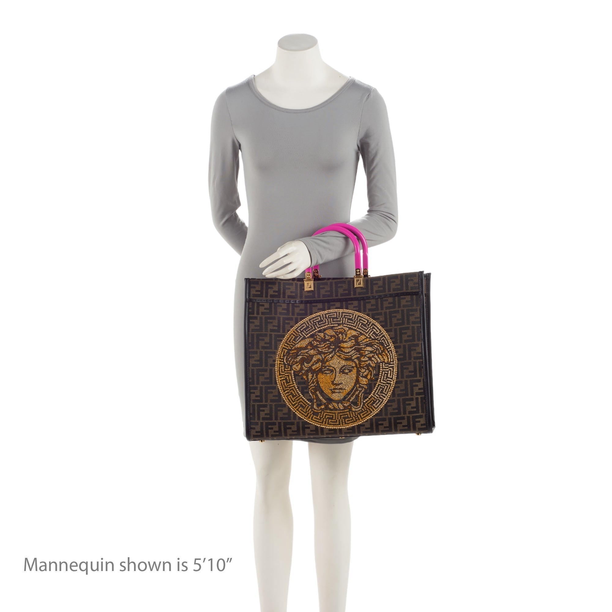 Fendi x Versace Zucca Medusa Crystal Sunshine Large Shopper Tote (SHF-Au7XmN)
