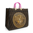 Fendi x Versace Zucca Medusa Crystal Sunshine Large Shopper Tote (SHF-Au7XmN)