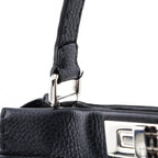 Fendi Black Cuoio Romano Selleria Medium Peekaboo Iconic Satchel