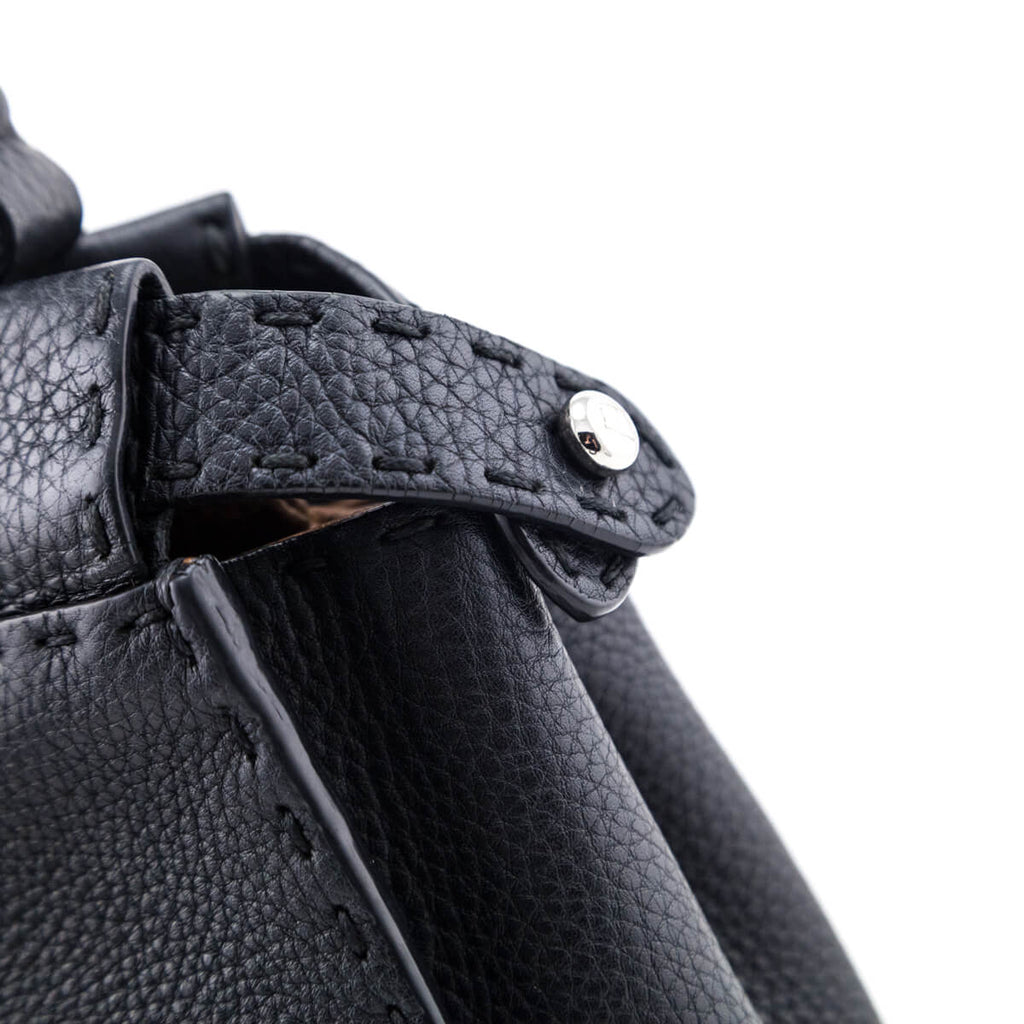 Fendi Black Cuoio Romano Selleria Medium Peekaboo Iconic Satchel
