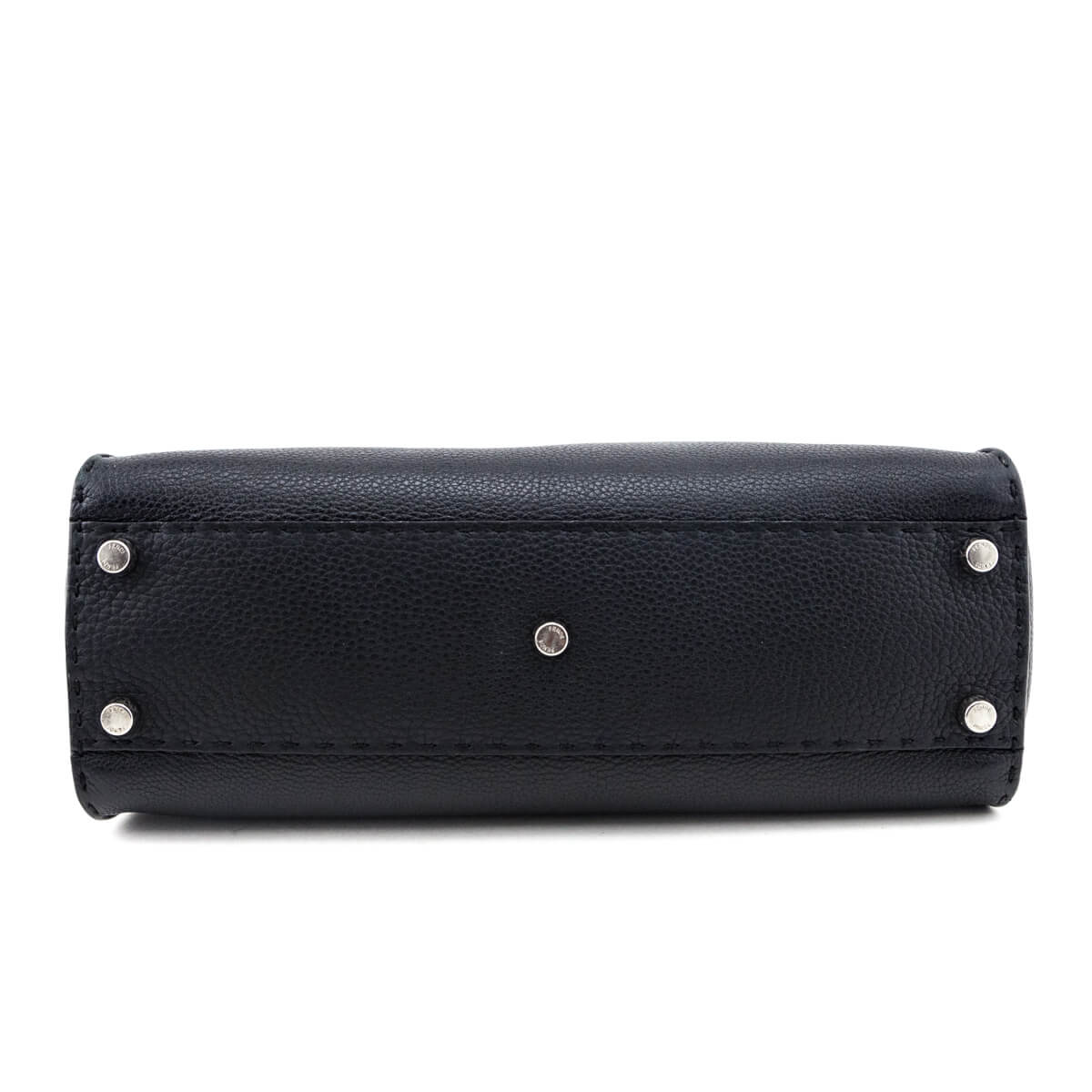 Fendi Black Cuoio Romano Selleria Medium Peekaboo Iconic Satchel