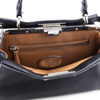 Fendi Black Cuoio Romano Selleria Medium Peekaboo Iconic Satchel