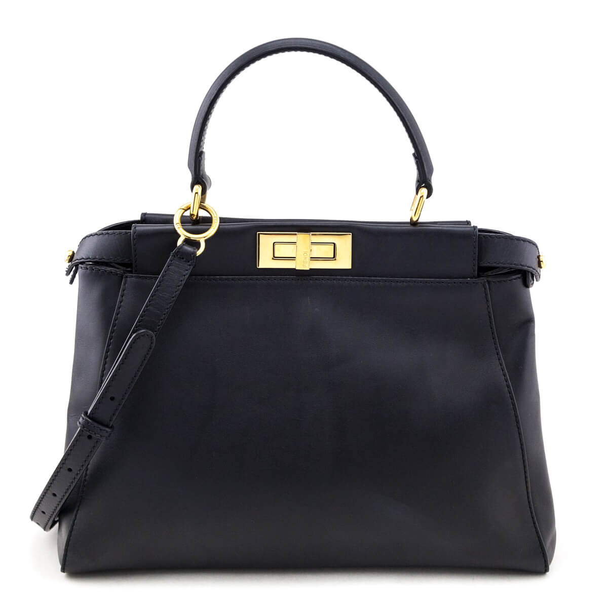 Fendi Black Nappa Medium Peekaboo Iconic Satchel