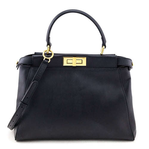 Fendi Black Nappa Medium Peekaboo Iconic Satchel