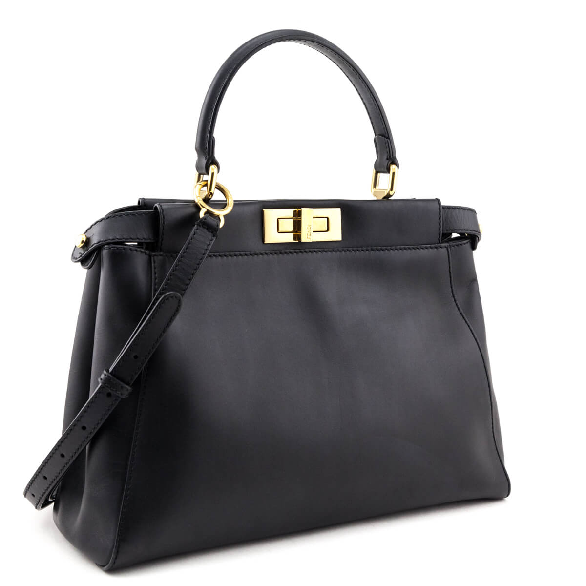Fendi Black Nappa Medium Peekaboo Iconic Satchel