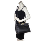 Fendi Black Nappa Medium Peekaboo Iconic Satchel