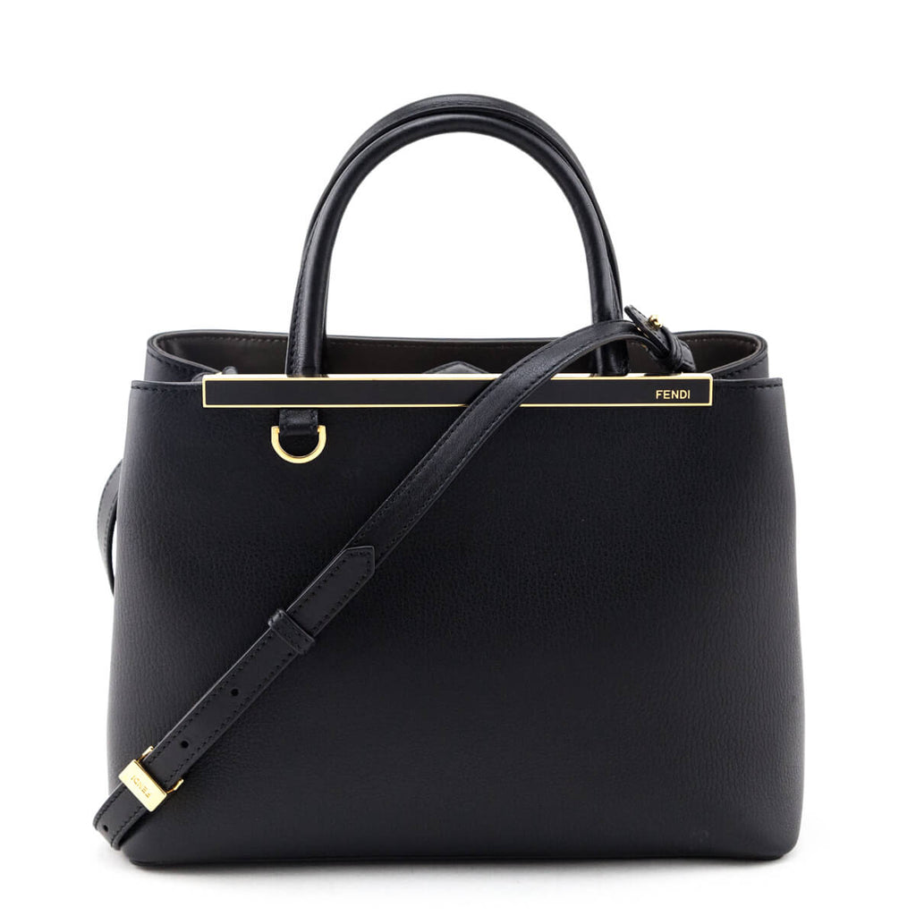 Fendi Black Vitello Dolce Petite 2Jours Tote