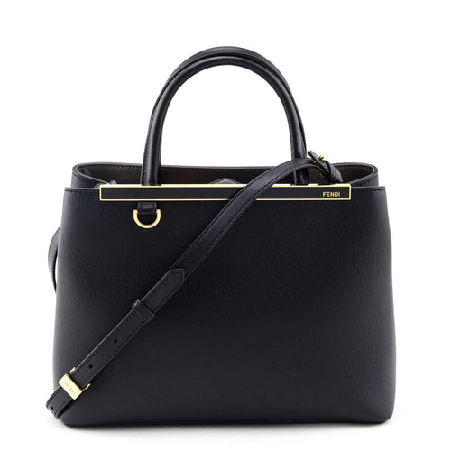 Fendi Black Vitello Dolce Petite 2Jours Tote