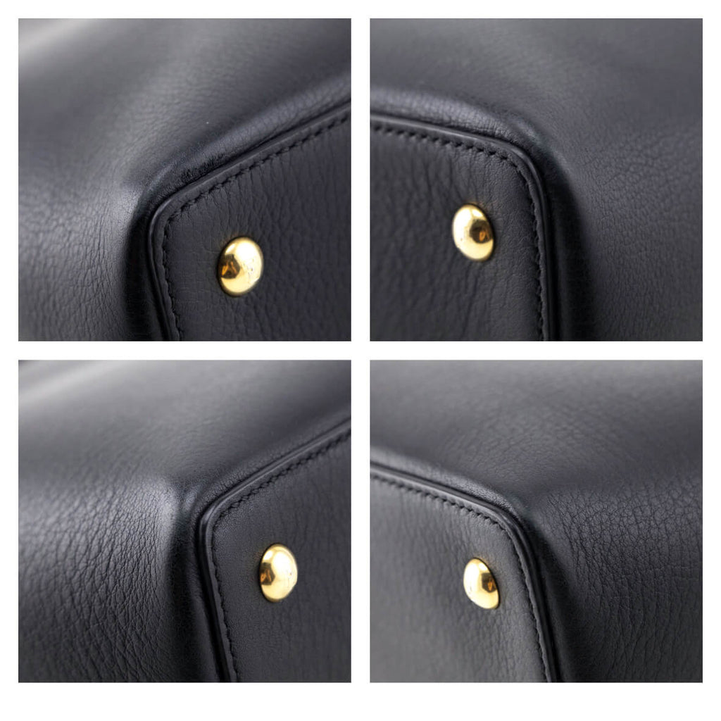 Fendi Black Vitello Dolce Petite 2Jours Tote