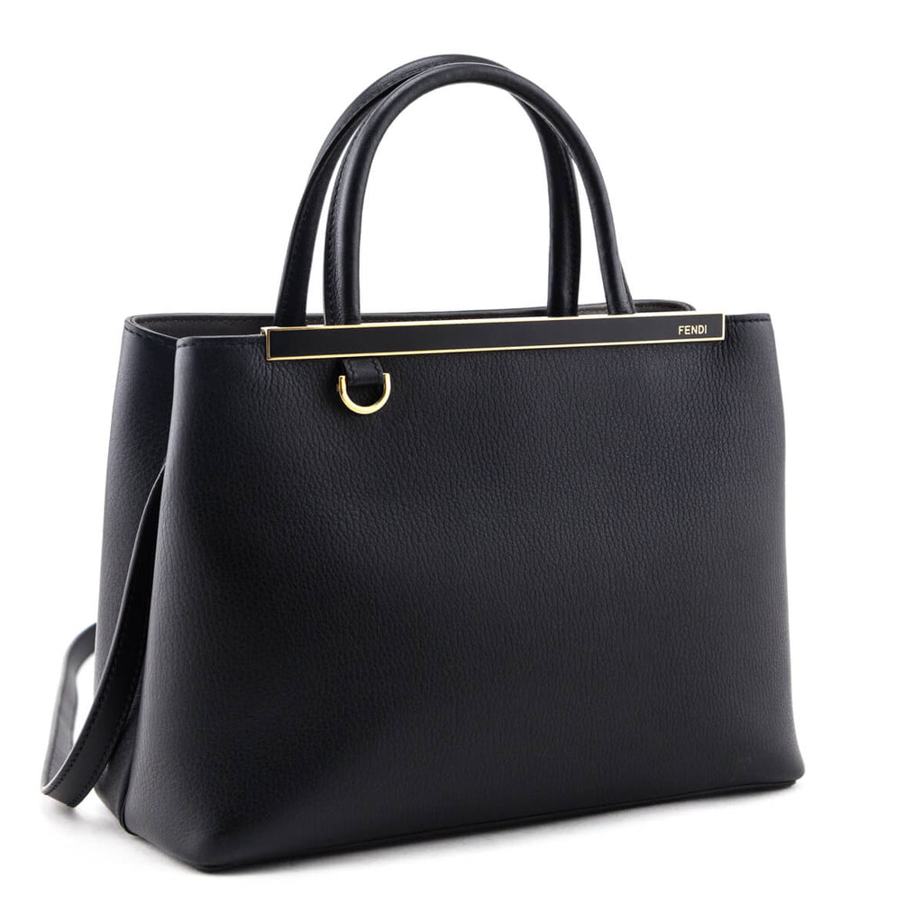 Fendi Black Vitello Dolce Petite 2Jours Tote