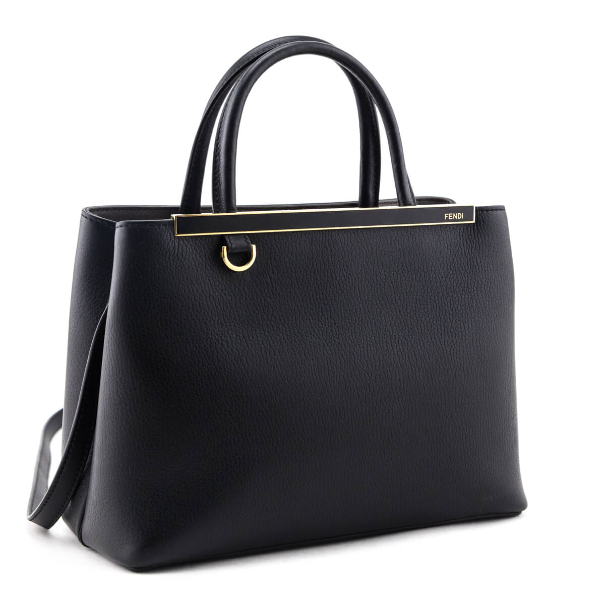 Fendi Black Vitello Dolce Petite 2Jours Tote