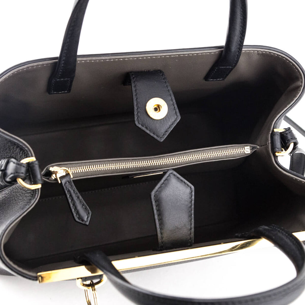 Fendi Black Vitello Dolce Petite 2Jours Tote